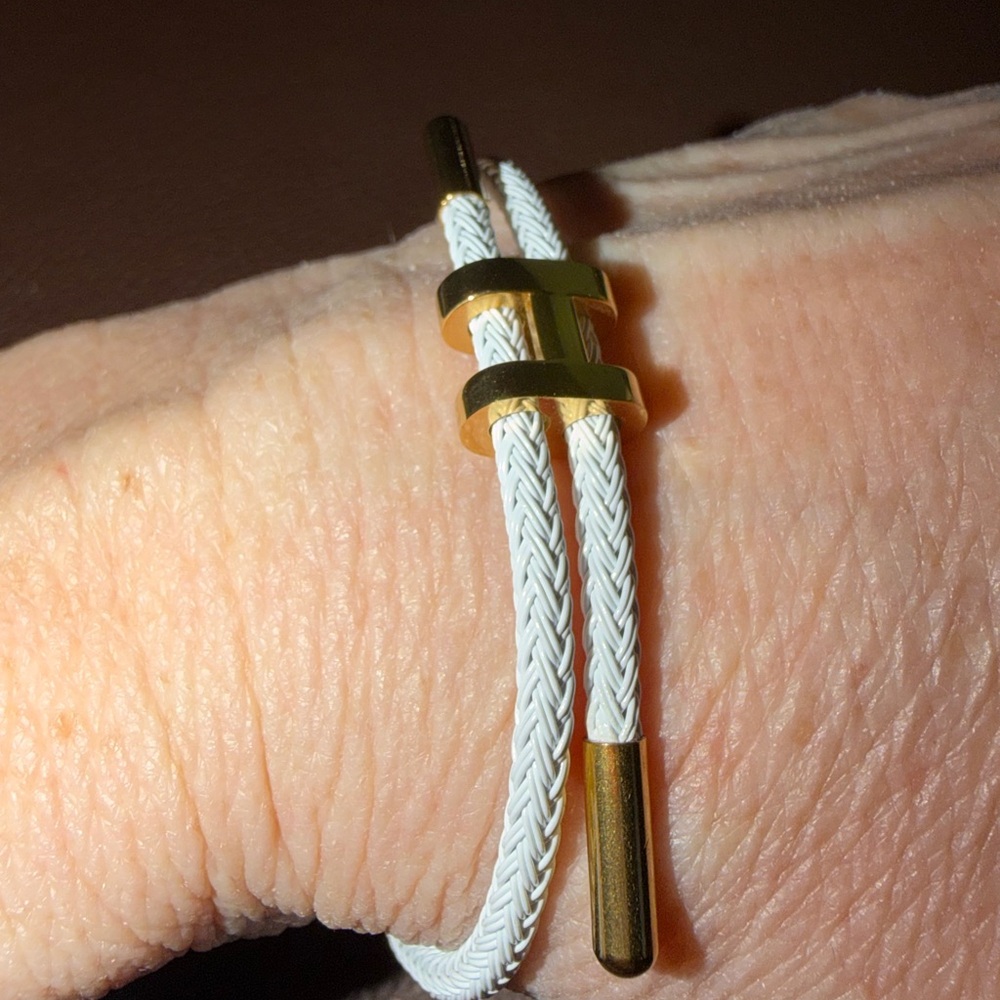 Pink Braided Bracelet With Gold H Accent - Picture 3 of 5